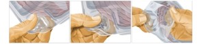 Packages using PopPack are easy to open and allow for controlled dispensing and package re-closure; the packaging material is never torn or destroyed.